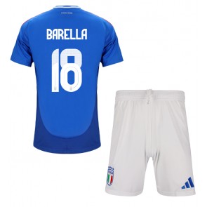 Italien Nicolo Barella #18 Hjemmebanesæt Børn EM 2024 Kort ærmer (+ korte bukser)